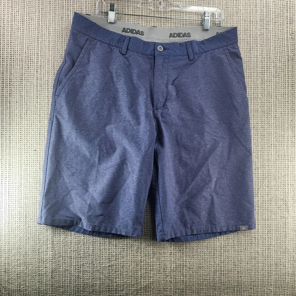 Adidas Shorts Mens 36‎ Blue Herringbone Golf Chino Stretch Performance Casual